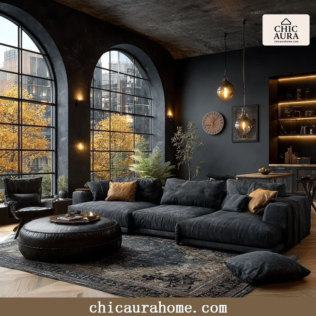 black living room decor