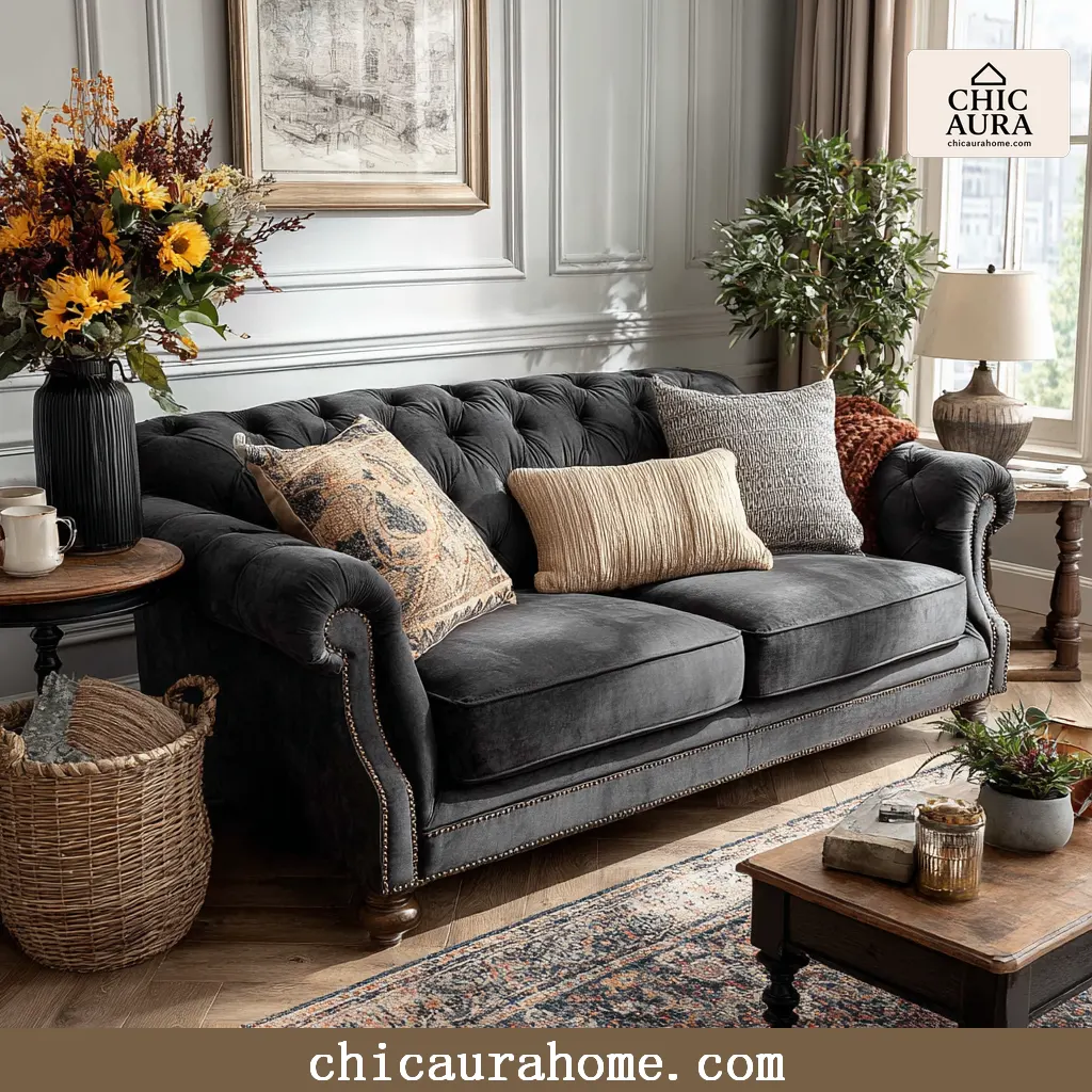 dark gray couch living room