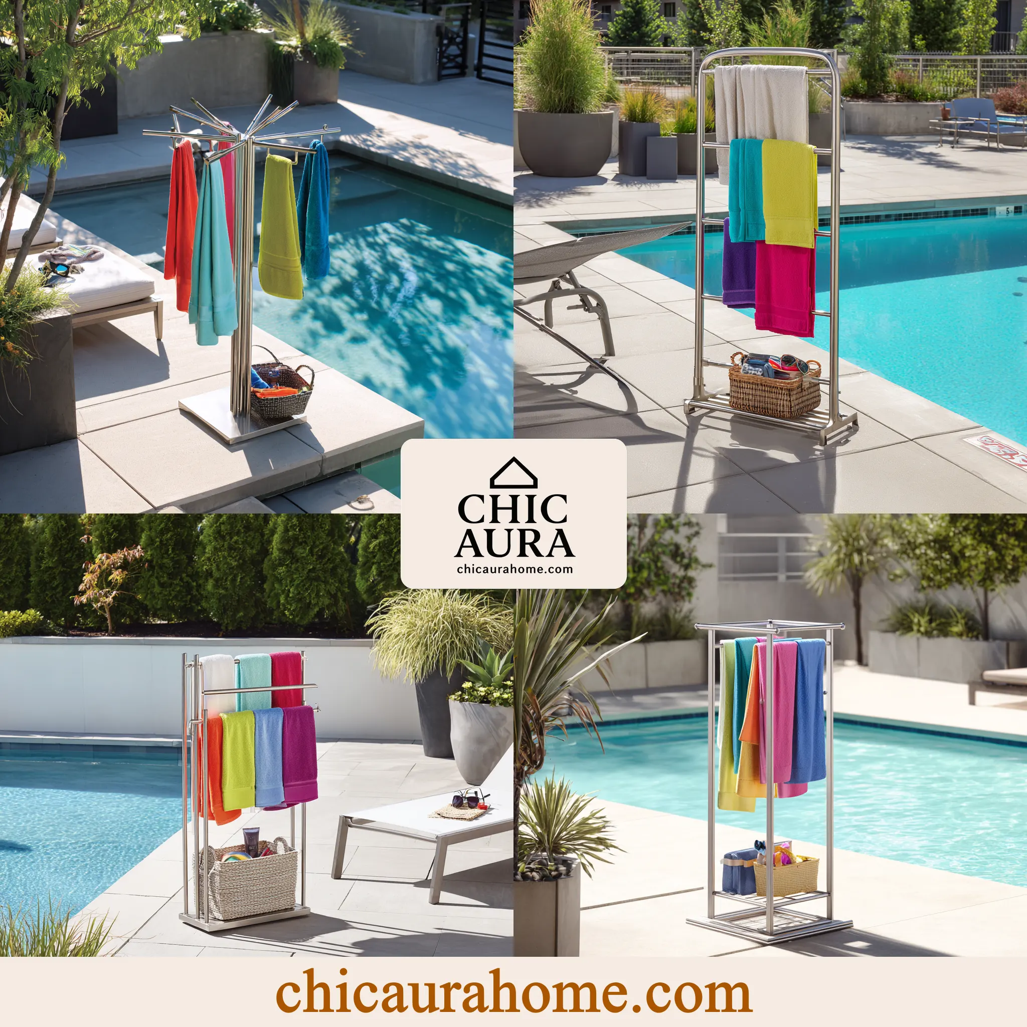pool organization towel racks