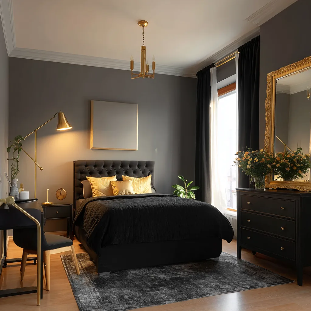 bedroom ideas black and gold