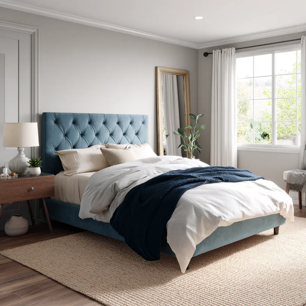 bedroom ideas blue bed