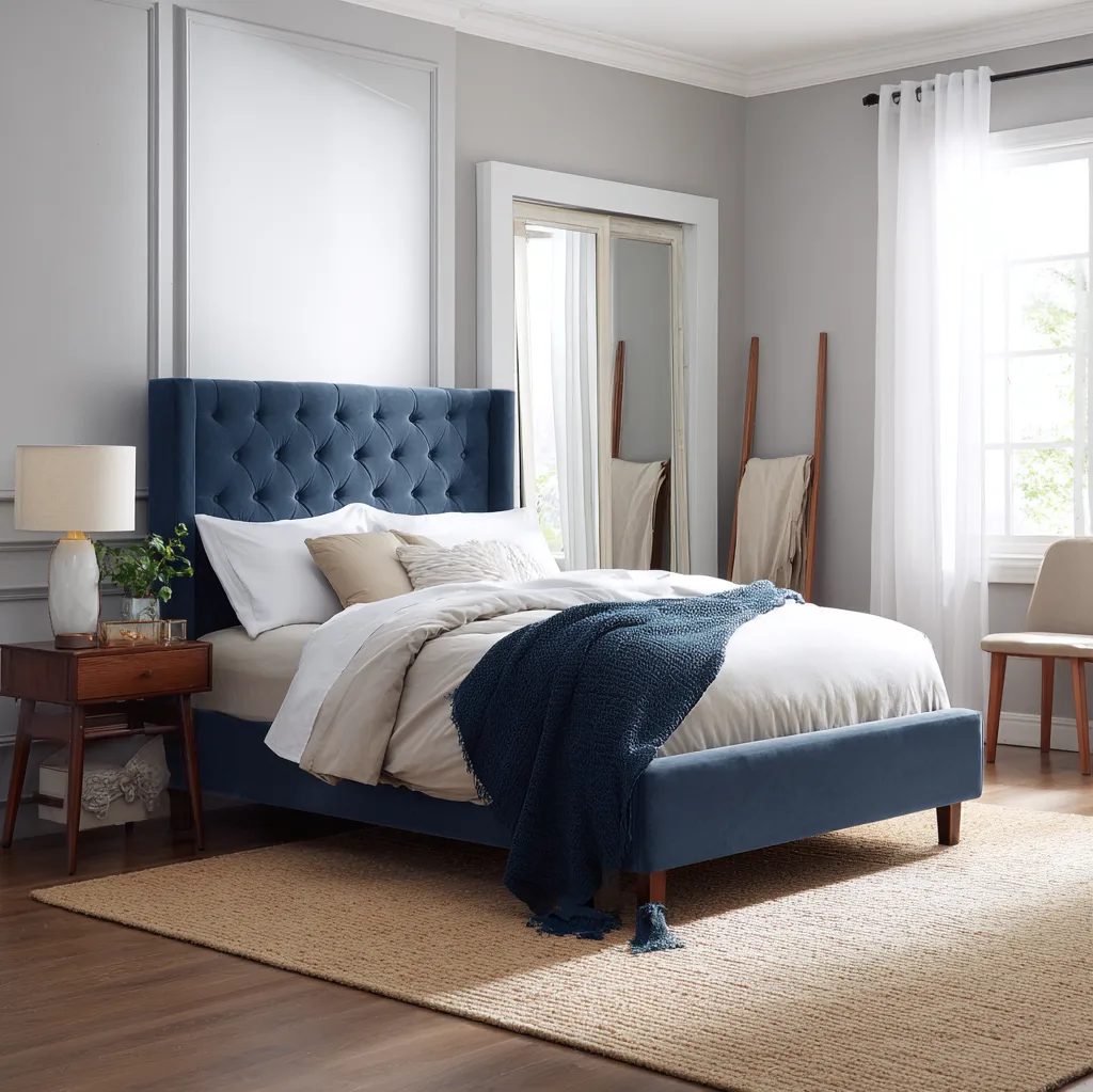 bedroom ideas blue bed