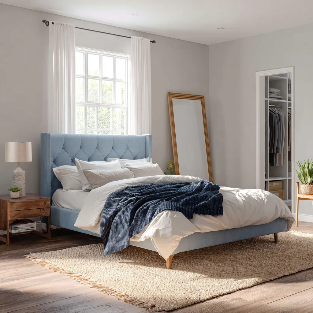 bedroom ideas blue bed