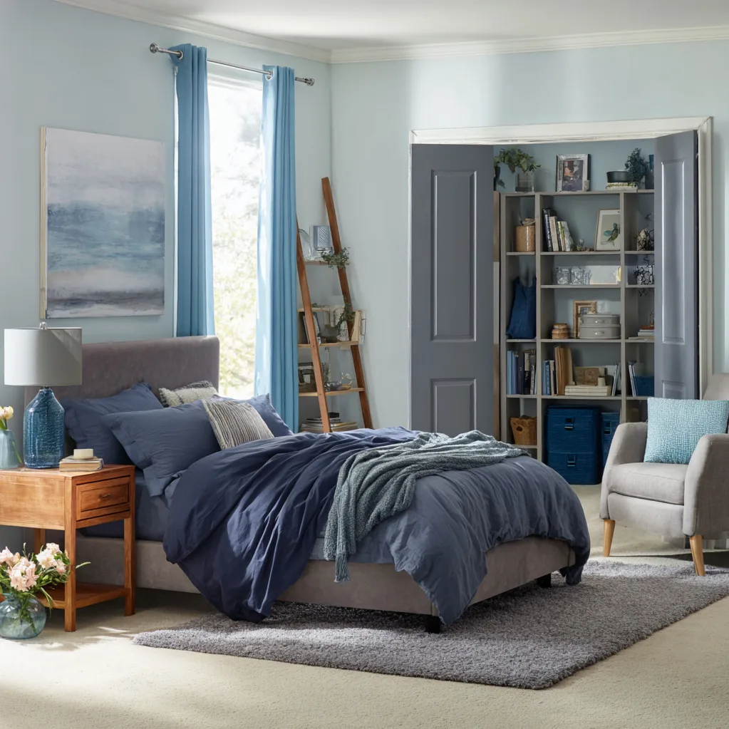 bedroom ideas gray and blue