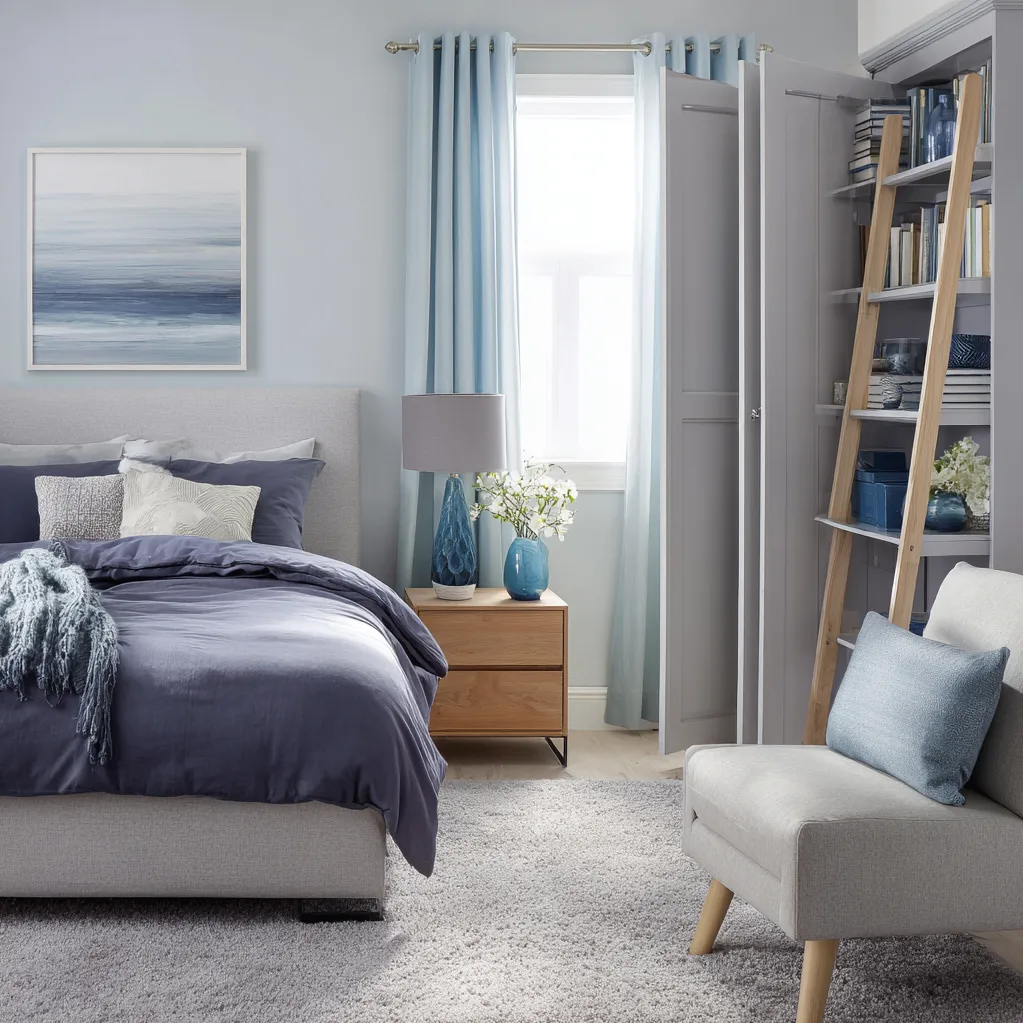 bedroom ideas gray and blue