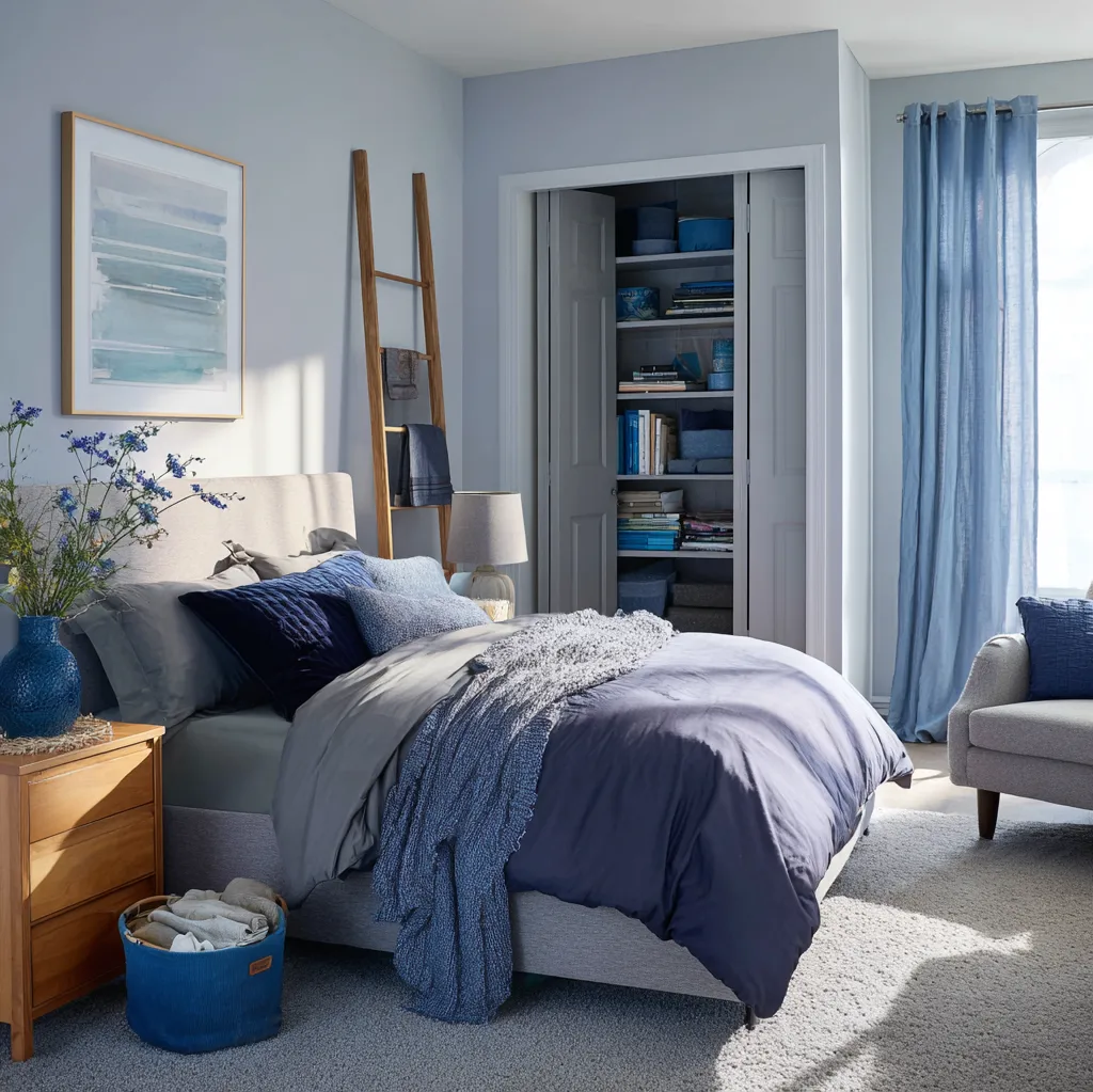 bedroom ideas gray and blue
