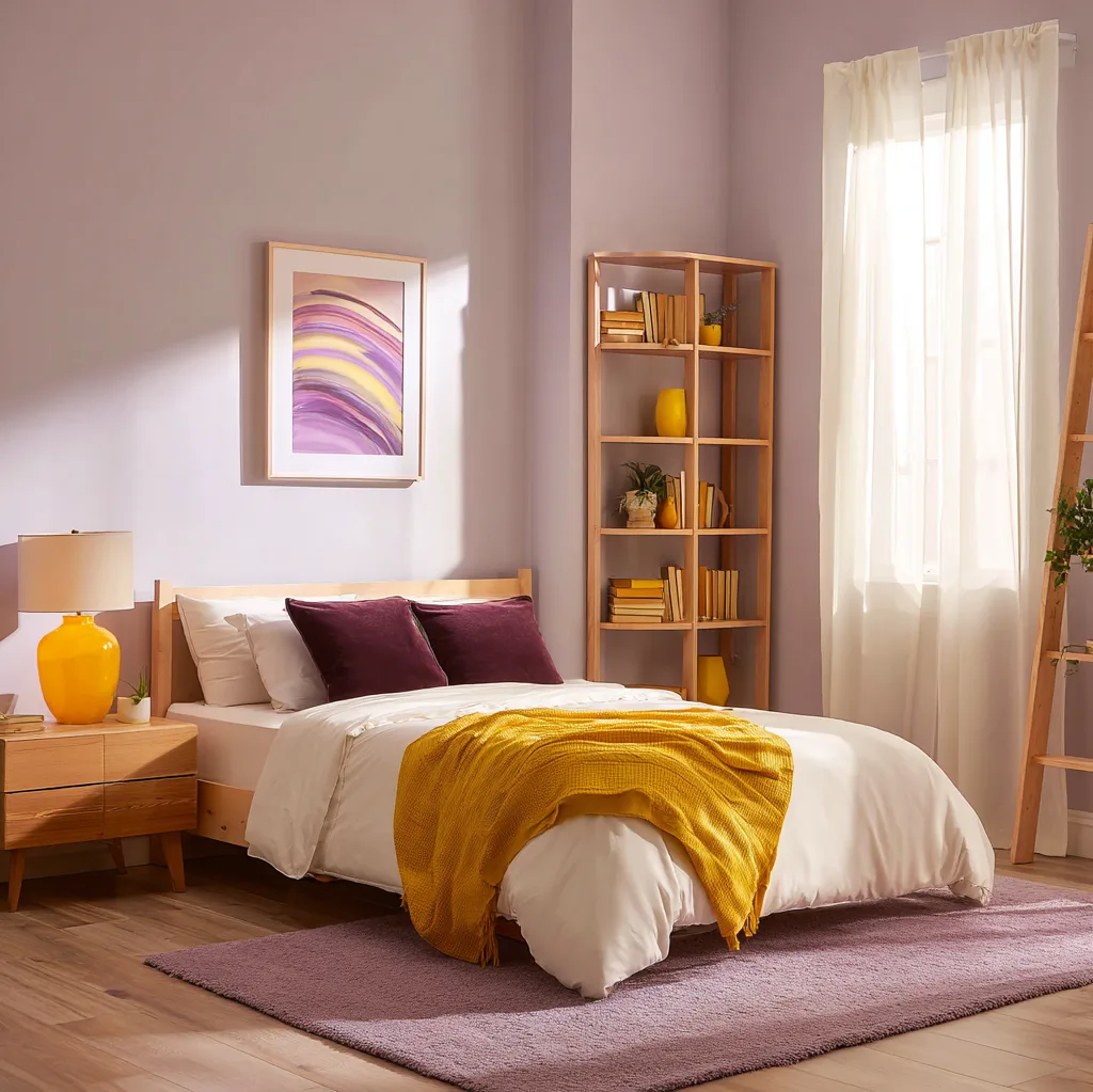 bedroom ideas purple and yellow