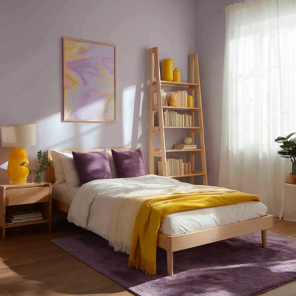 bedroom ideas purple and yellow