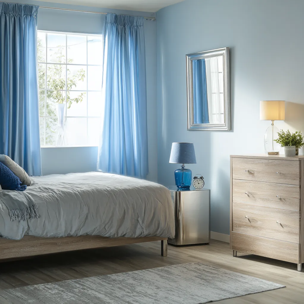bedroom ideas silver blue