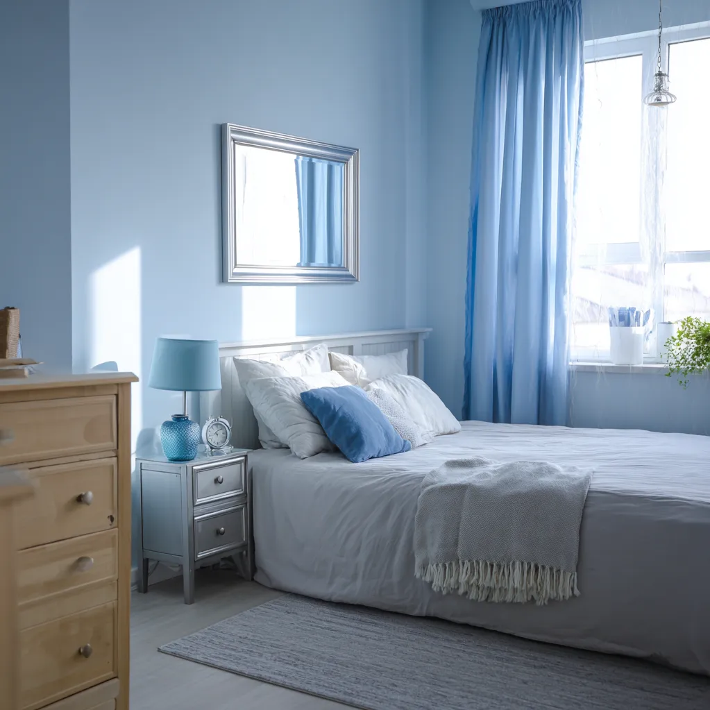 bedroom ideas silver blue