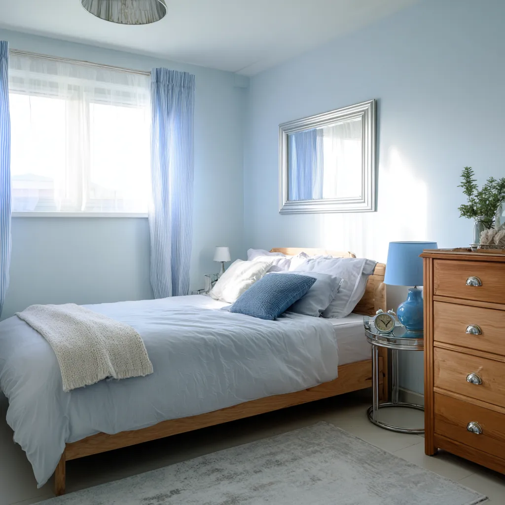 bedroom ideas silver blue