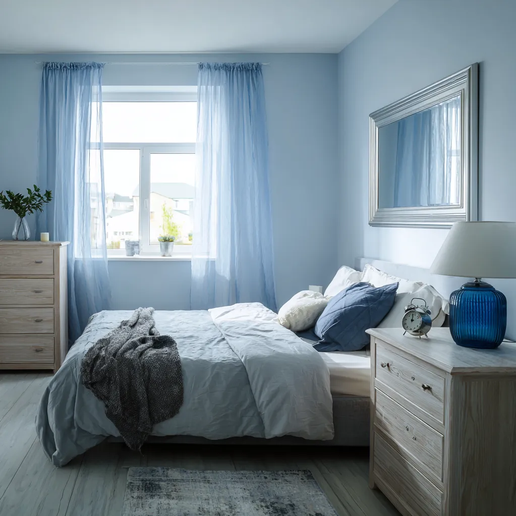 bedroom ideas silver blue
