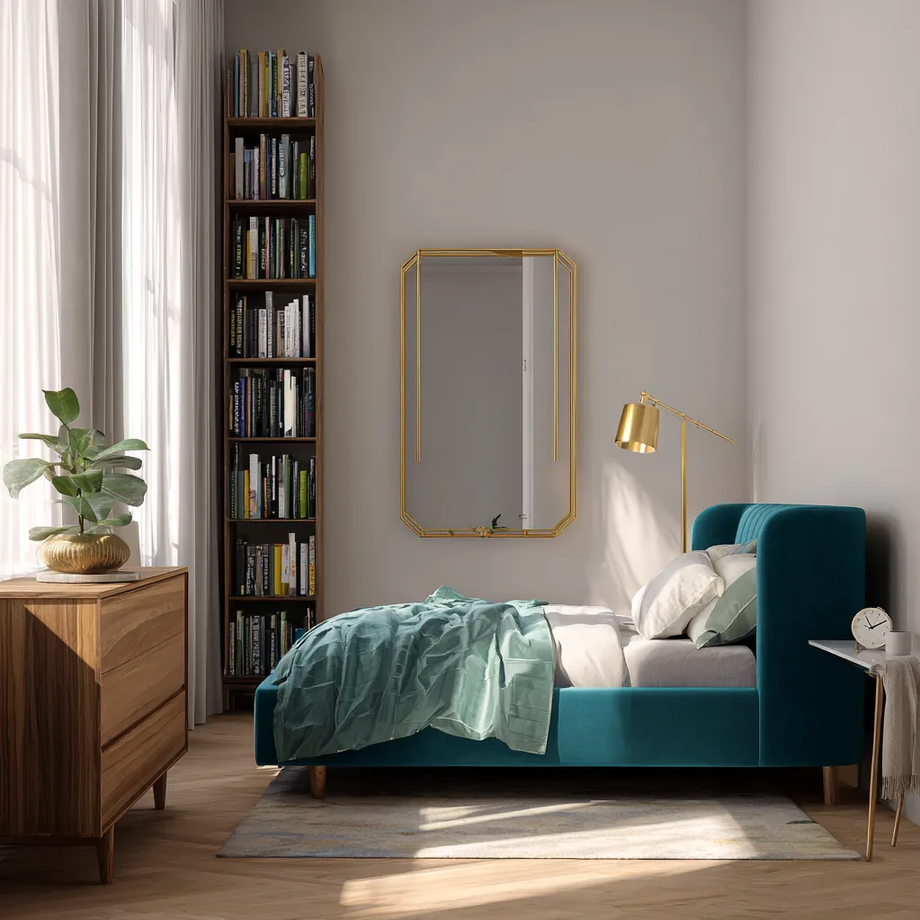 bedroom ideas teal and gold