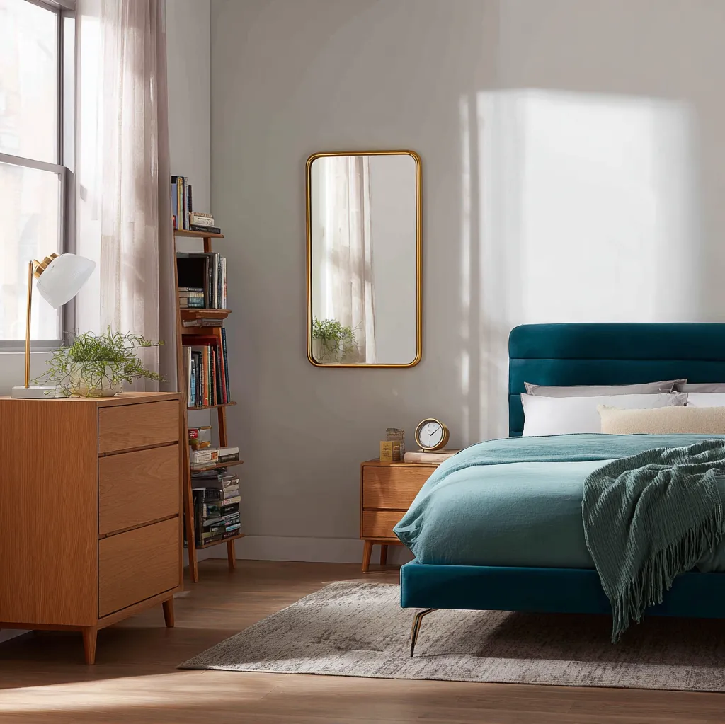 bedroom ideas teal and gold