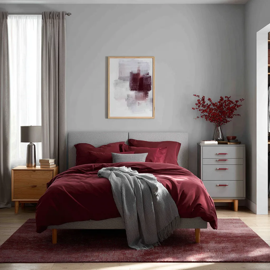burgundy and grey bedroom ideas