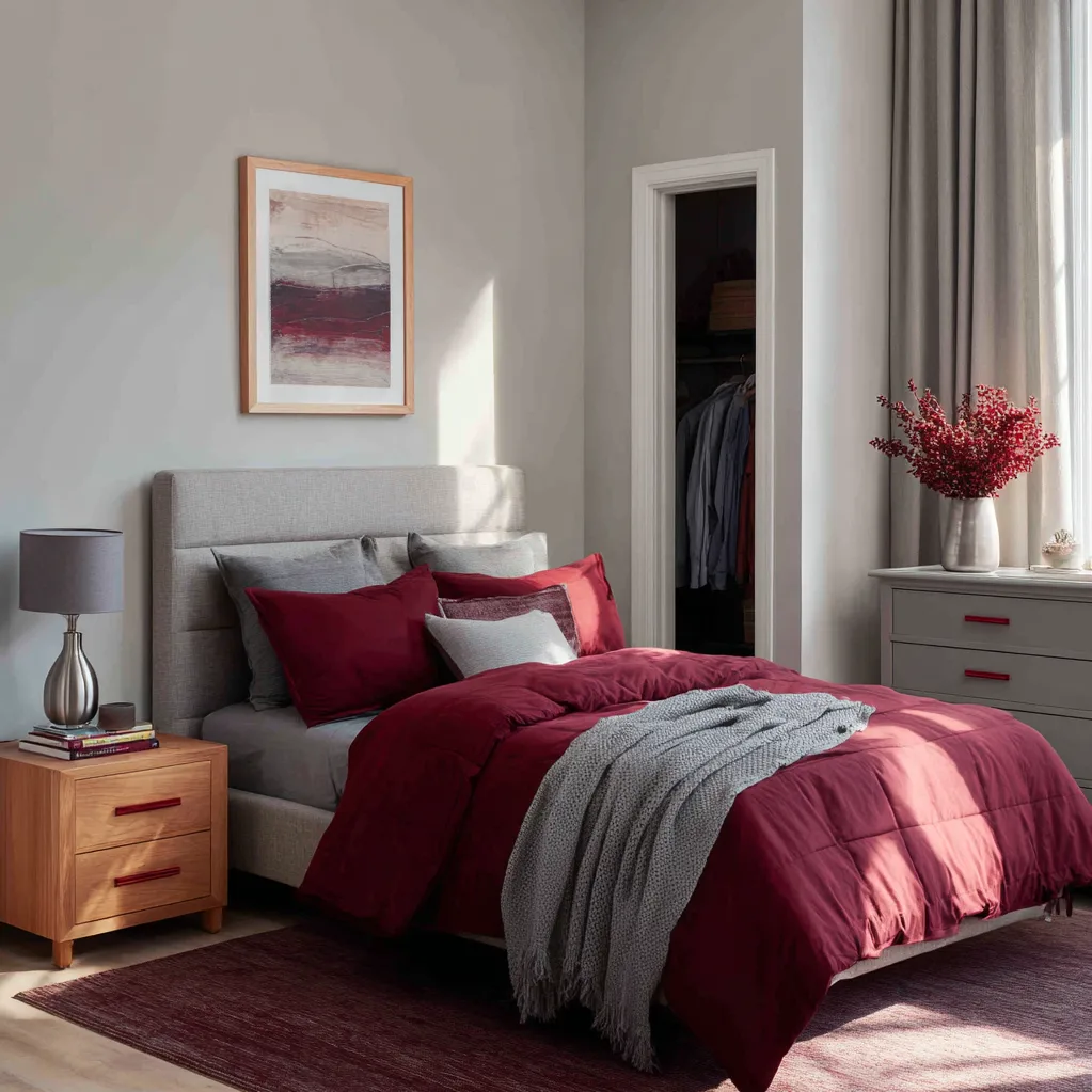 burgundy and grey bedroom ideas