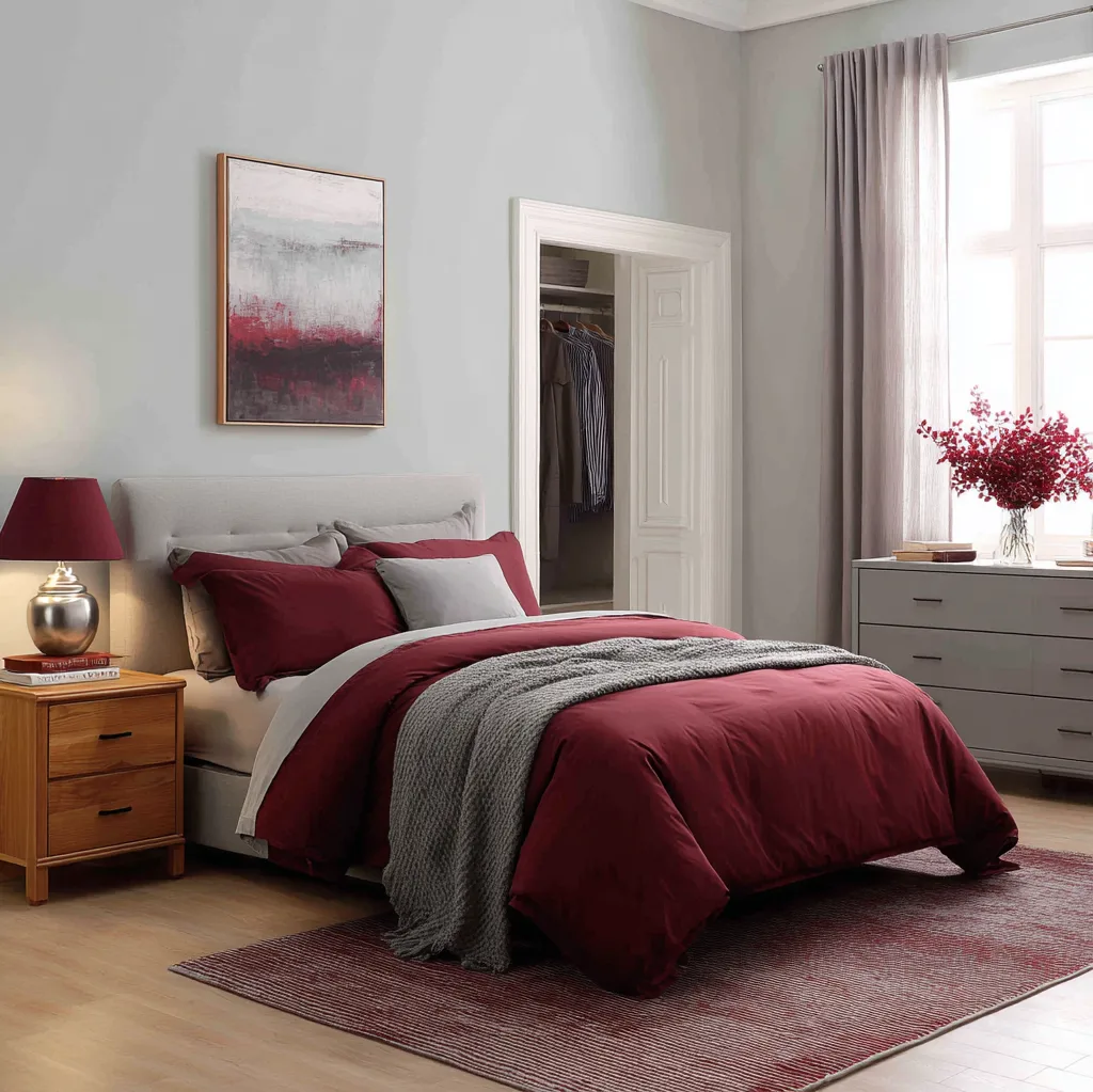 burgundy and grey bedroom ideas