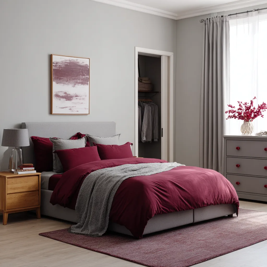 burgundy and grey bedroom ideas