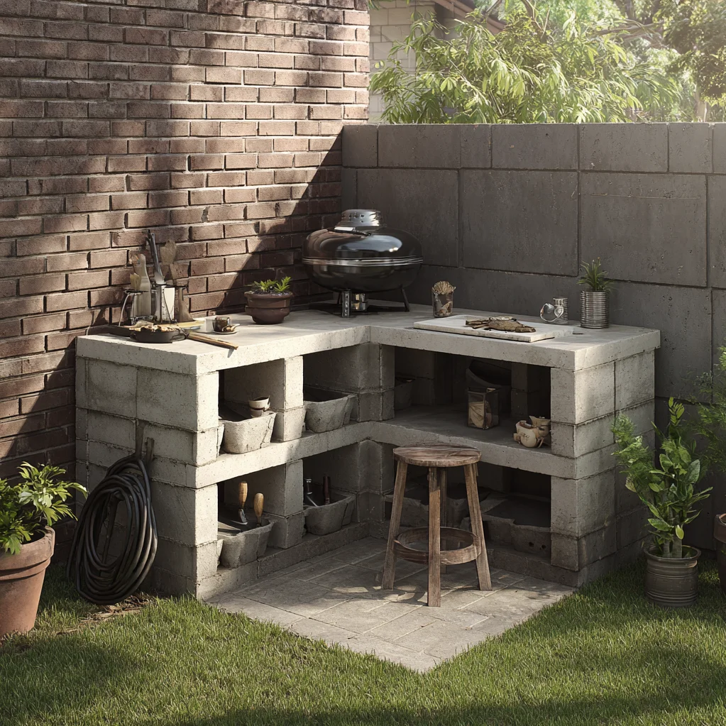 cinder block grill station ideas