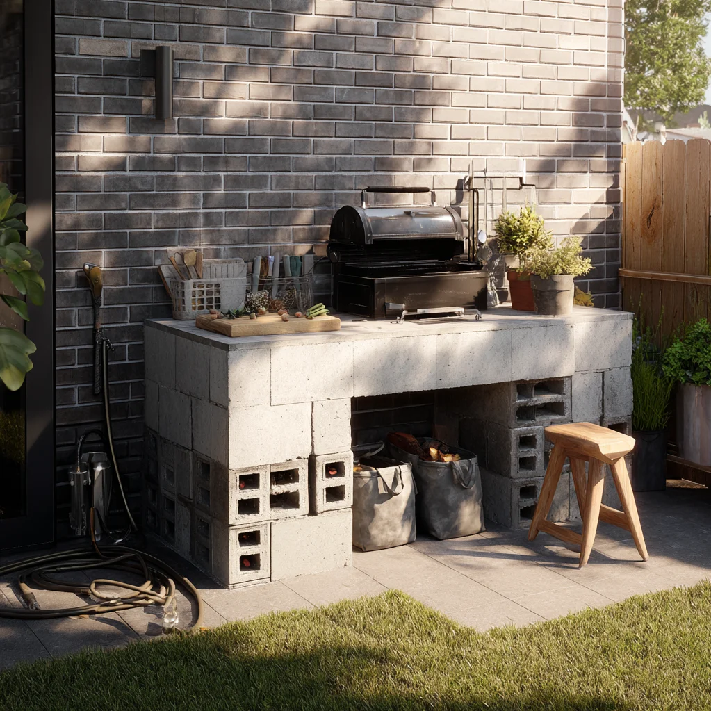 cinder block grill station ideas