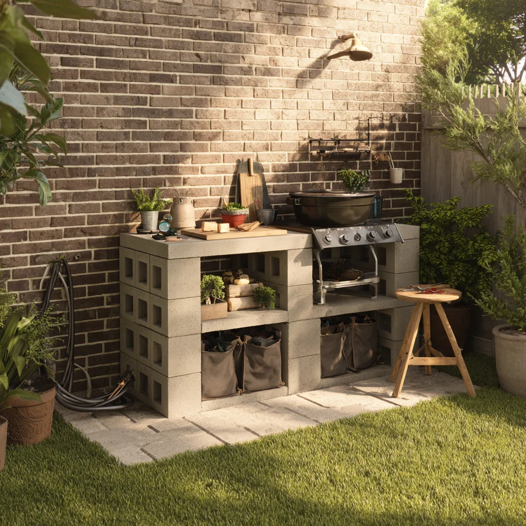 cinder block grill station ideas