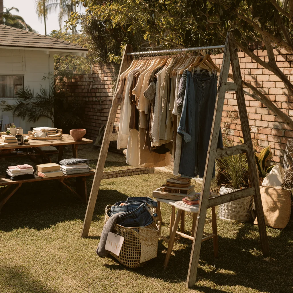diy clothes rack for yard sale ideas