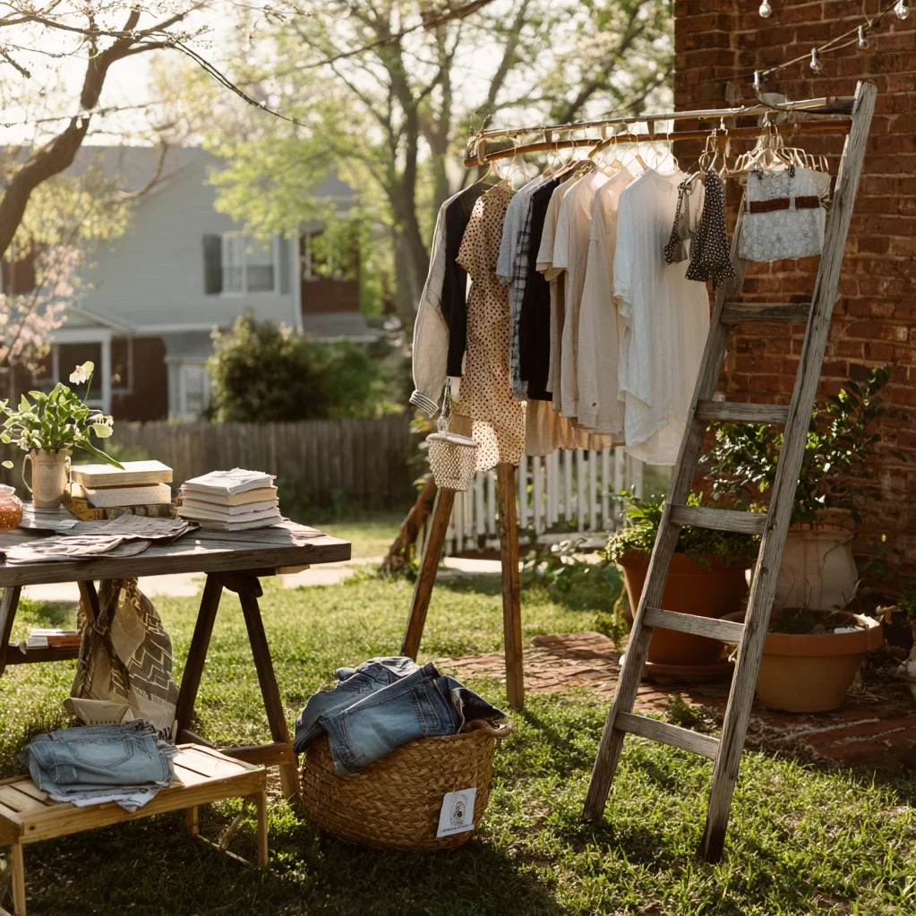 diy clothes rack for yard sale ideas