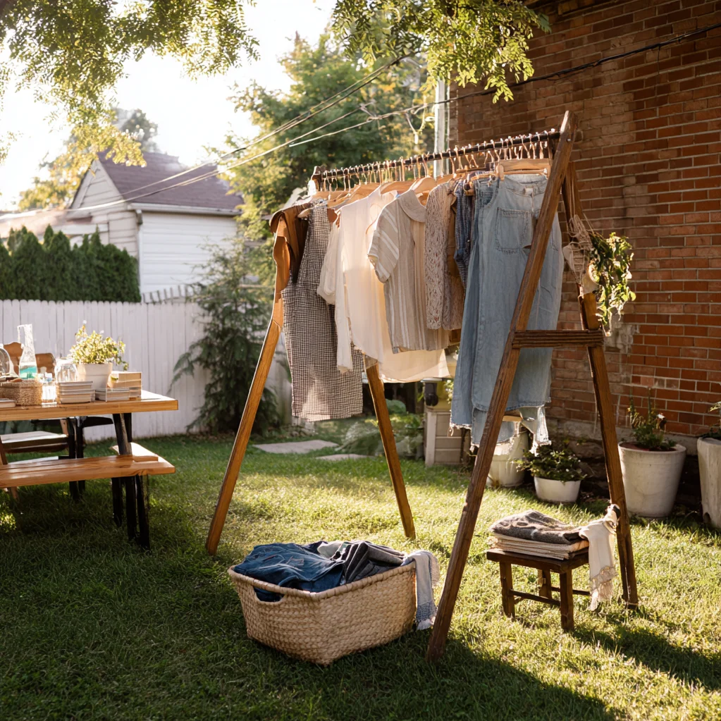 diy clothes rack for yard sale ideas