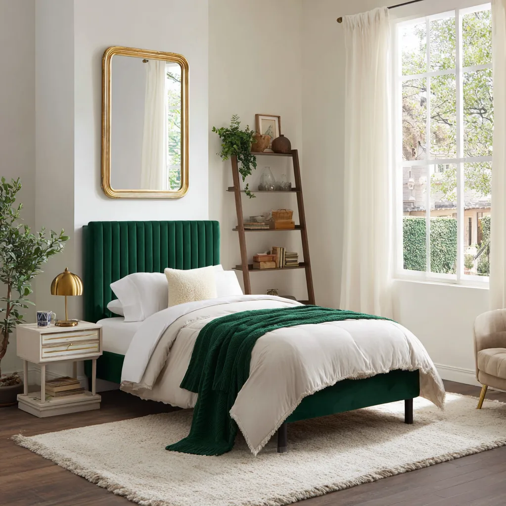 emerald green and ivory bedroom ideas