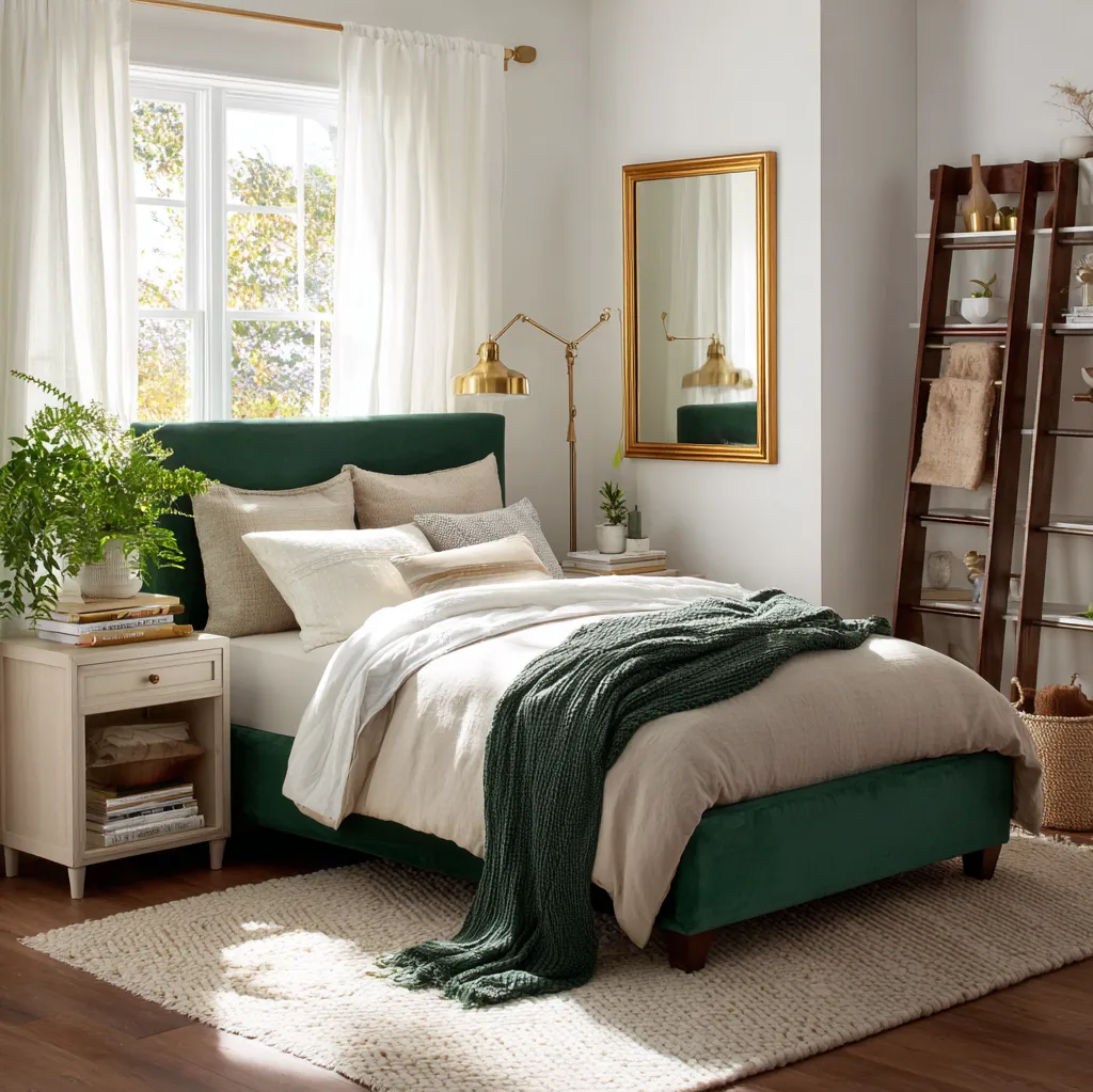emerald green and ivory bedroom ideas