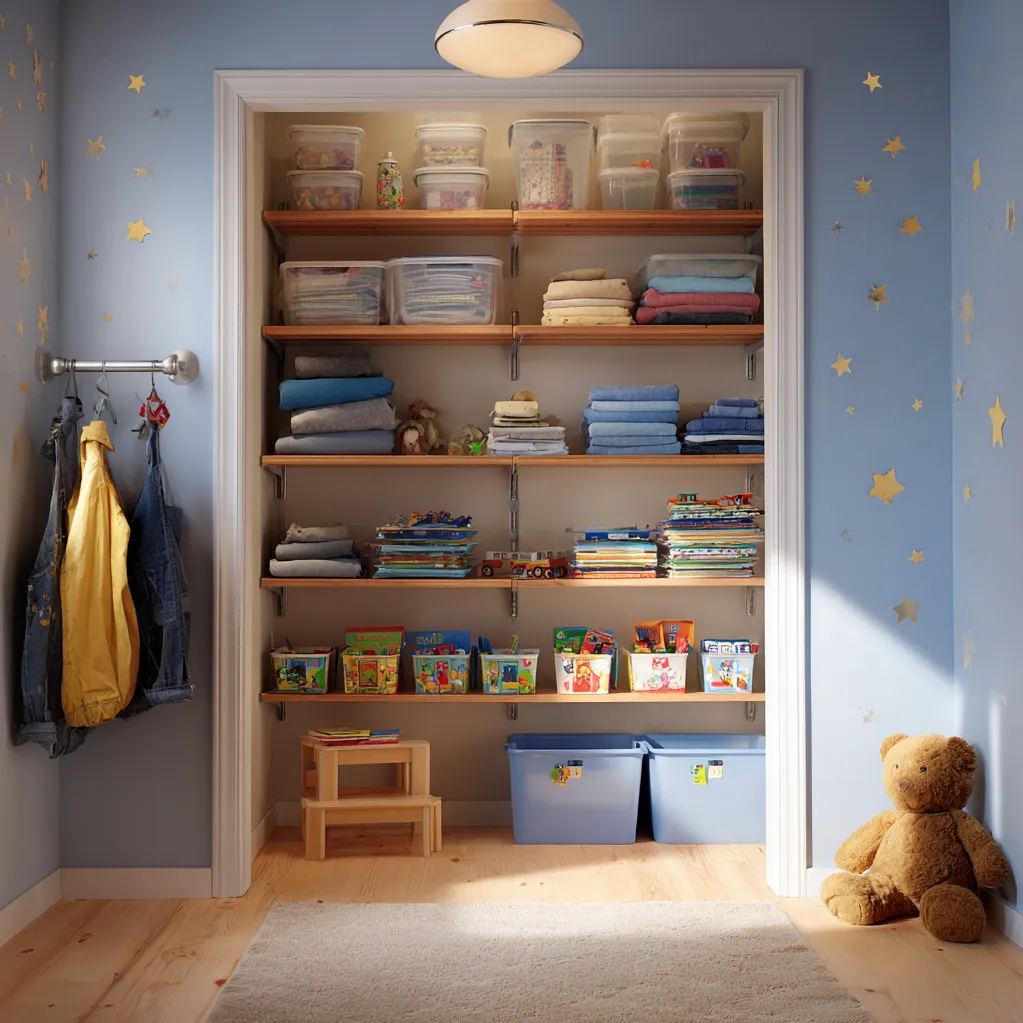 kids closets with shelves