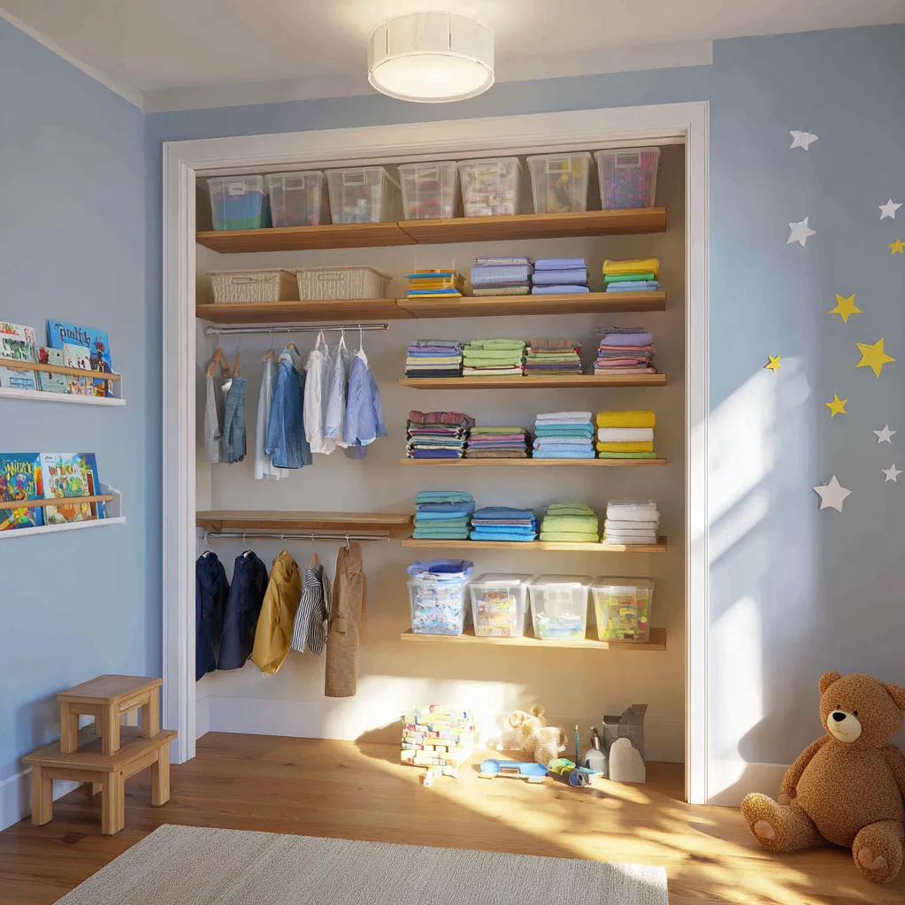 kids closets with shelves