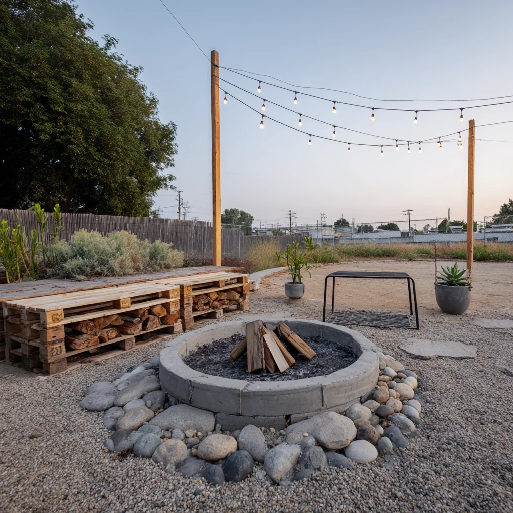 low cost fire pit landscape design ideas