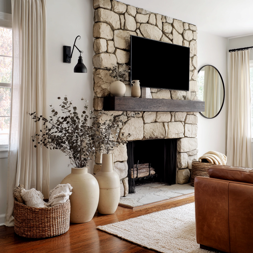 mantle decorating ideas with tv above it