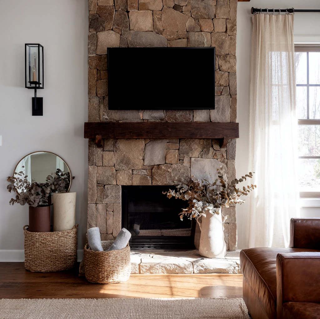 mantle decorating ideas with tv above it