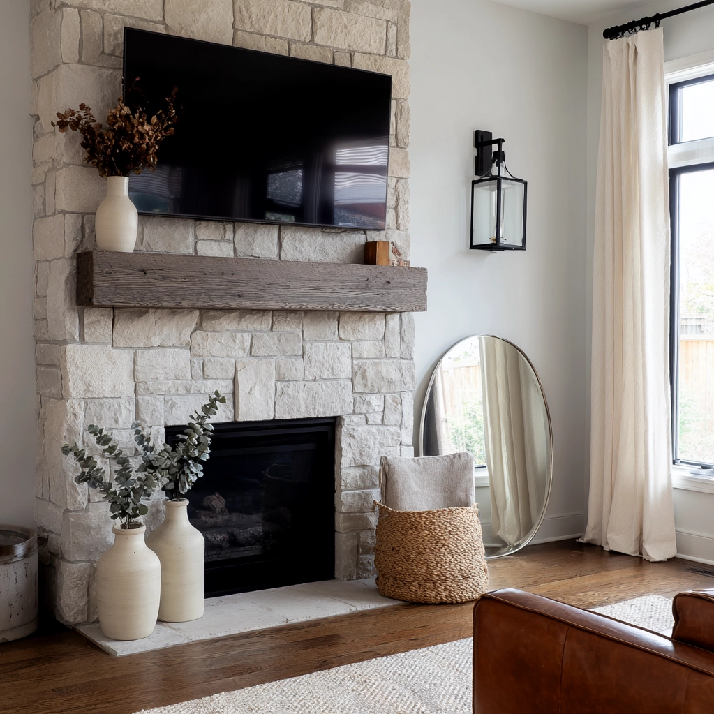 mantle decorating ideas with tv above it