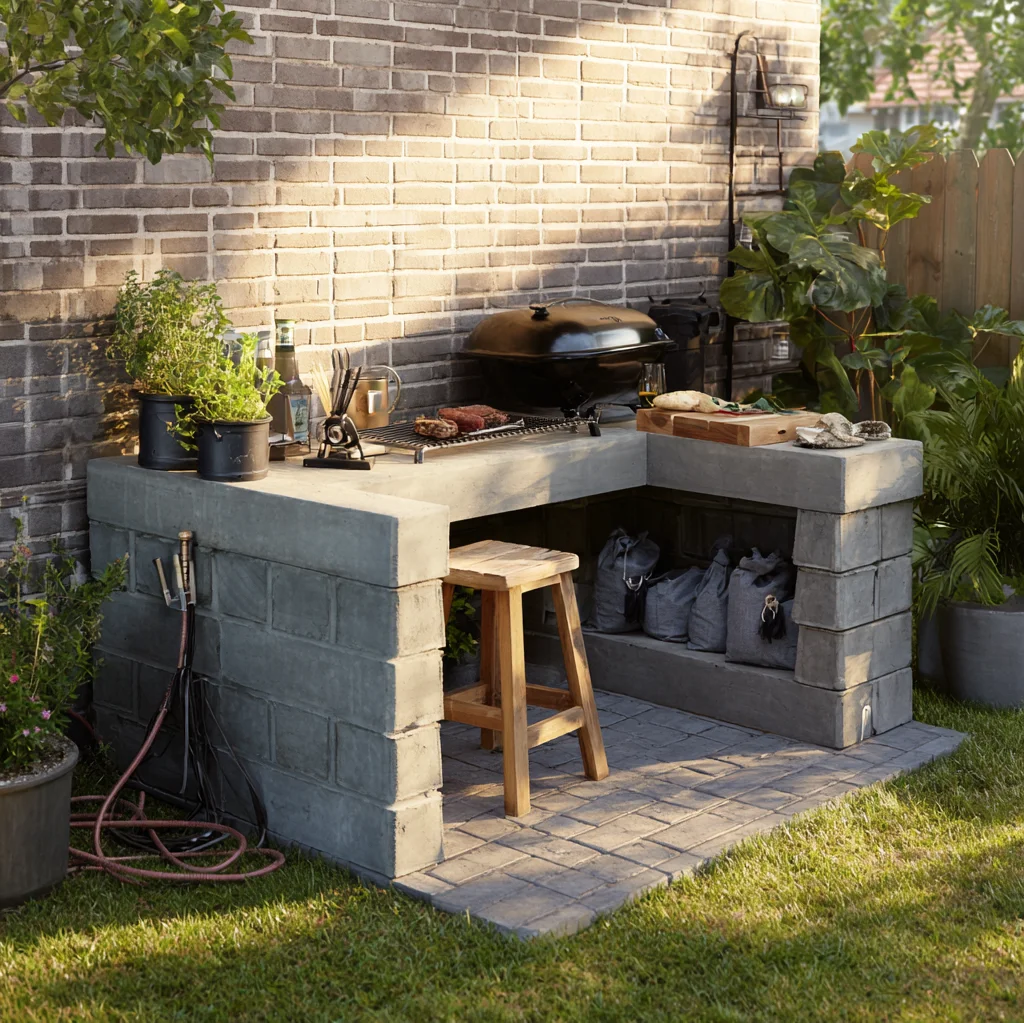 cinder block grill station ideas