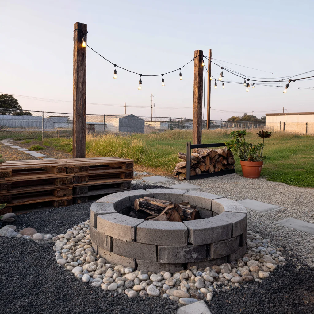 low cost fire pit landscape design ideas