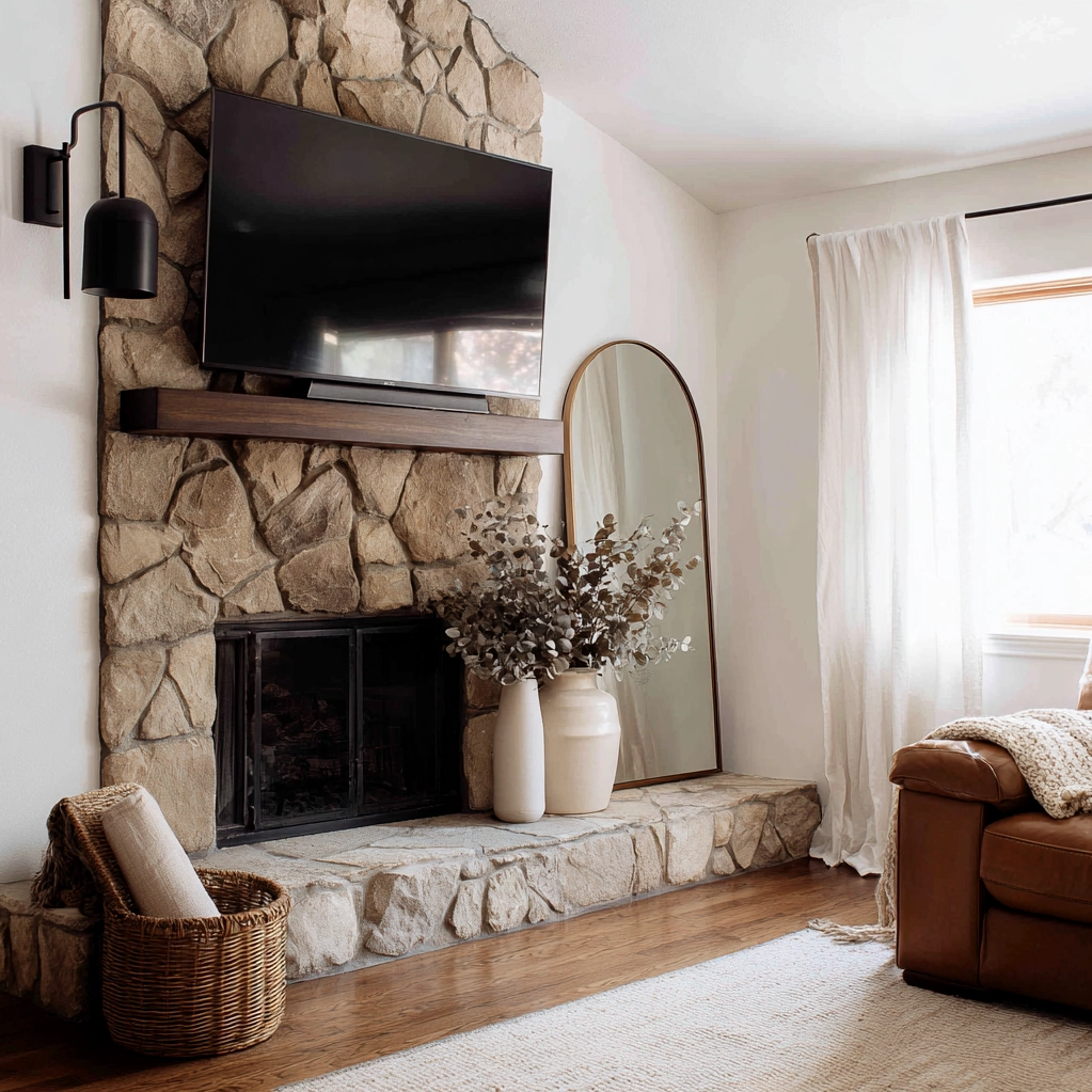 mantle decorating ideas with tv above it
