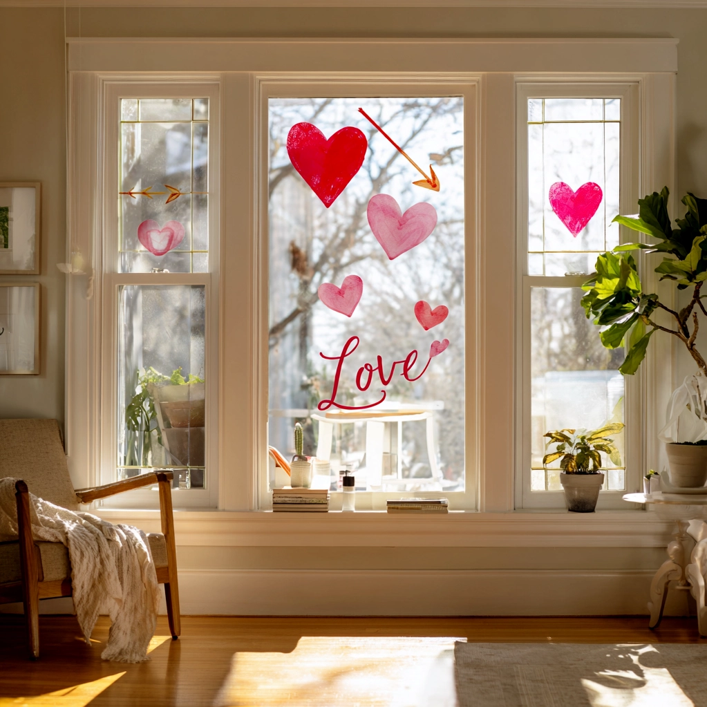 valentines window clings