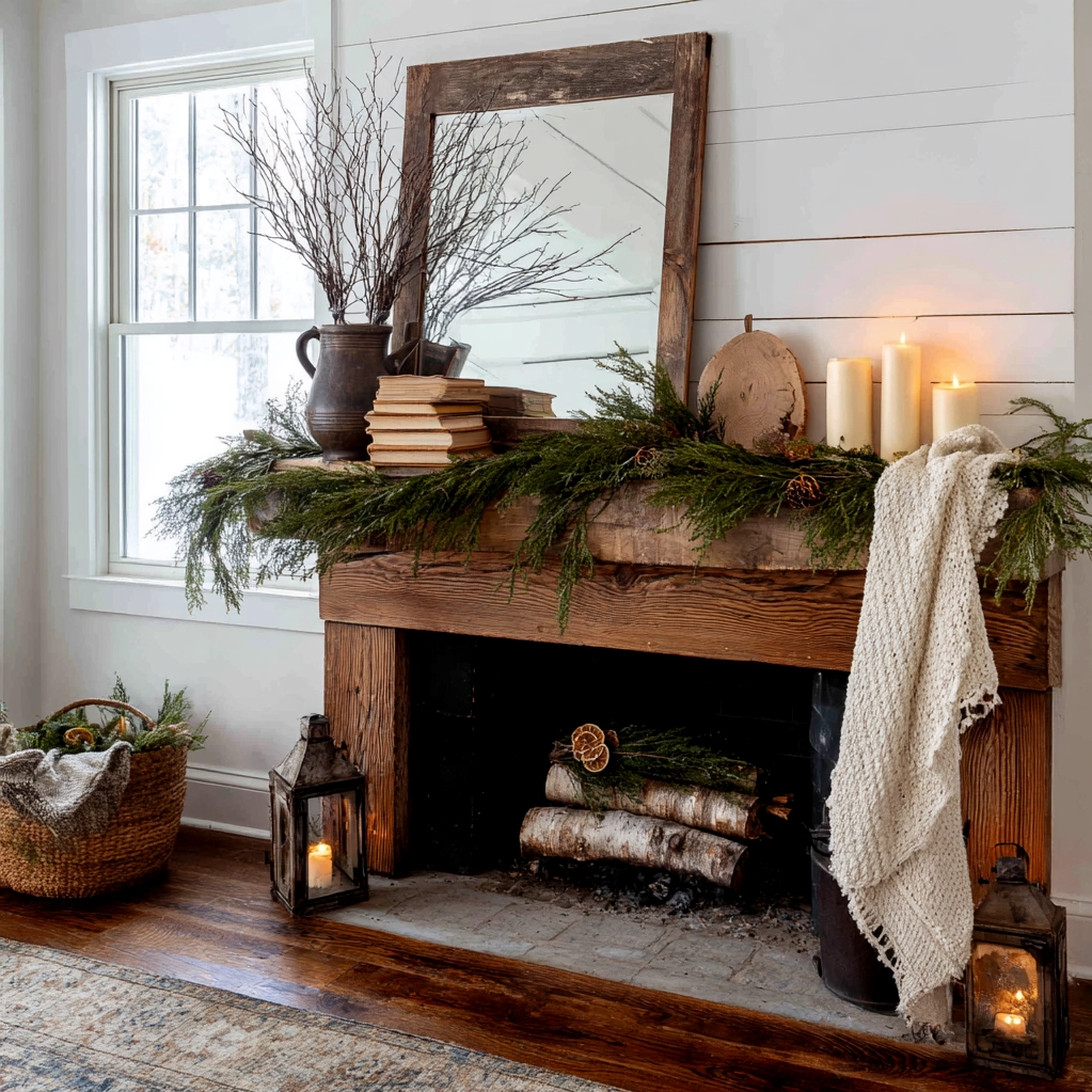 winter mantel decorating ideas farmhouse