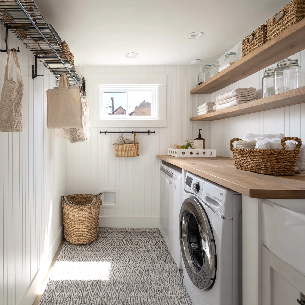 bead board walls laundry room