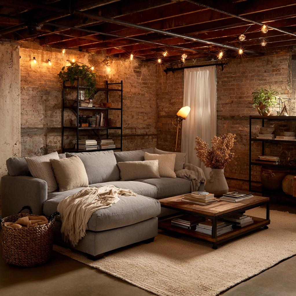 cozy unfinished basement ideas