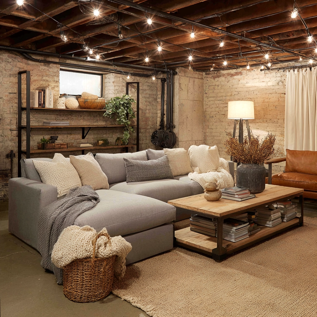 cozy unfinished basement ideas