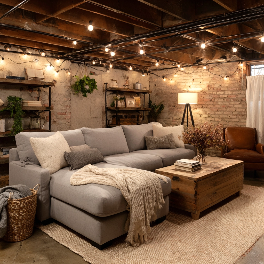cozy unfinished basement ideas