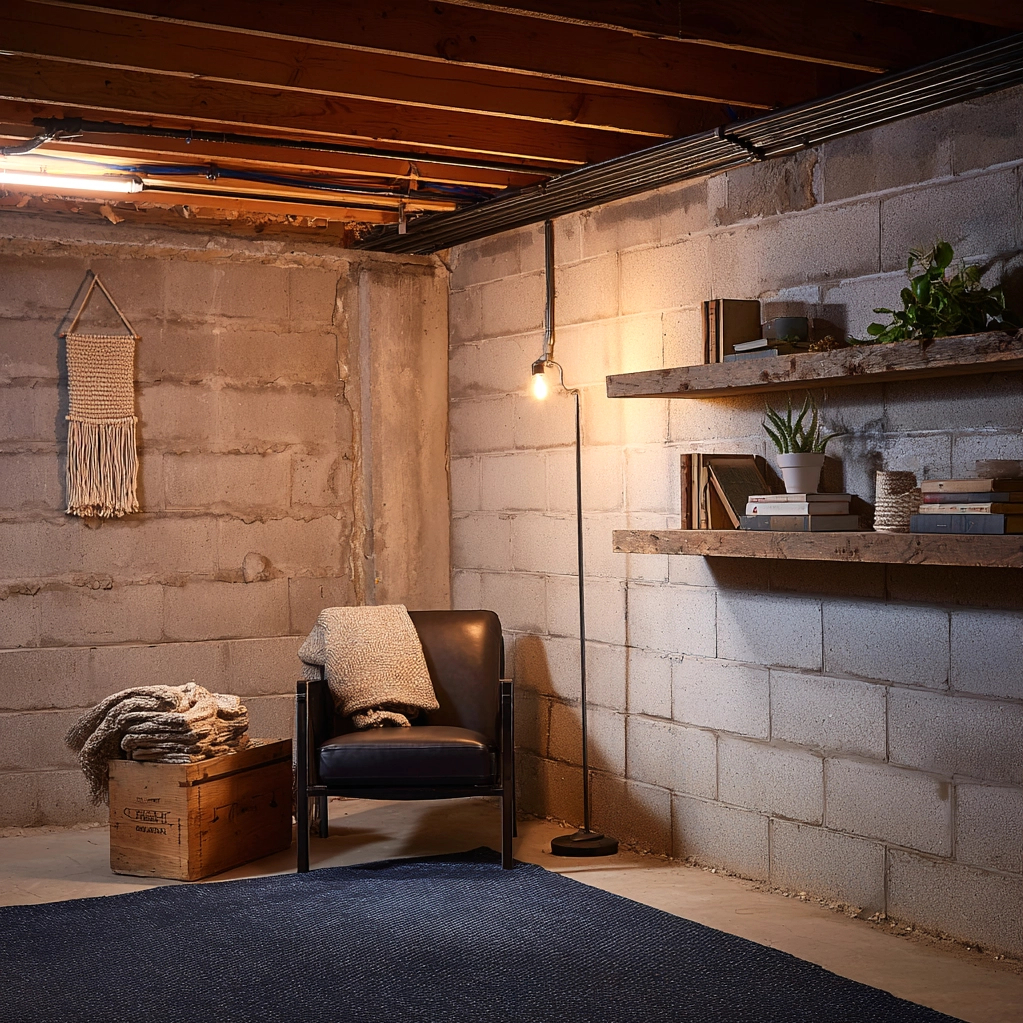 cozy unfinished basement wall