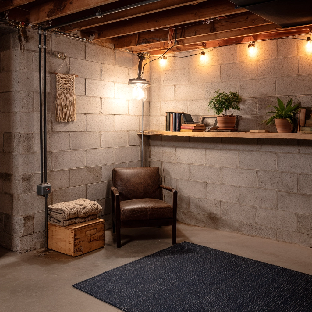 cozy unfinished basement wall
