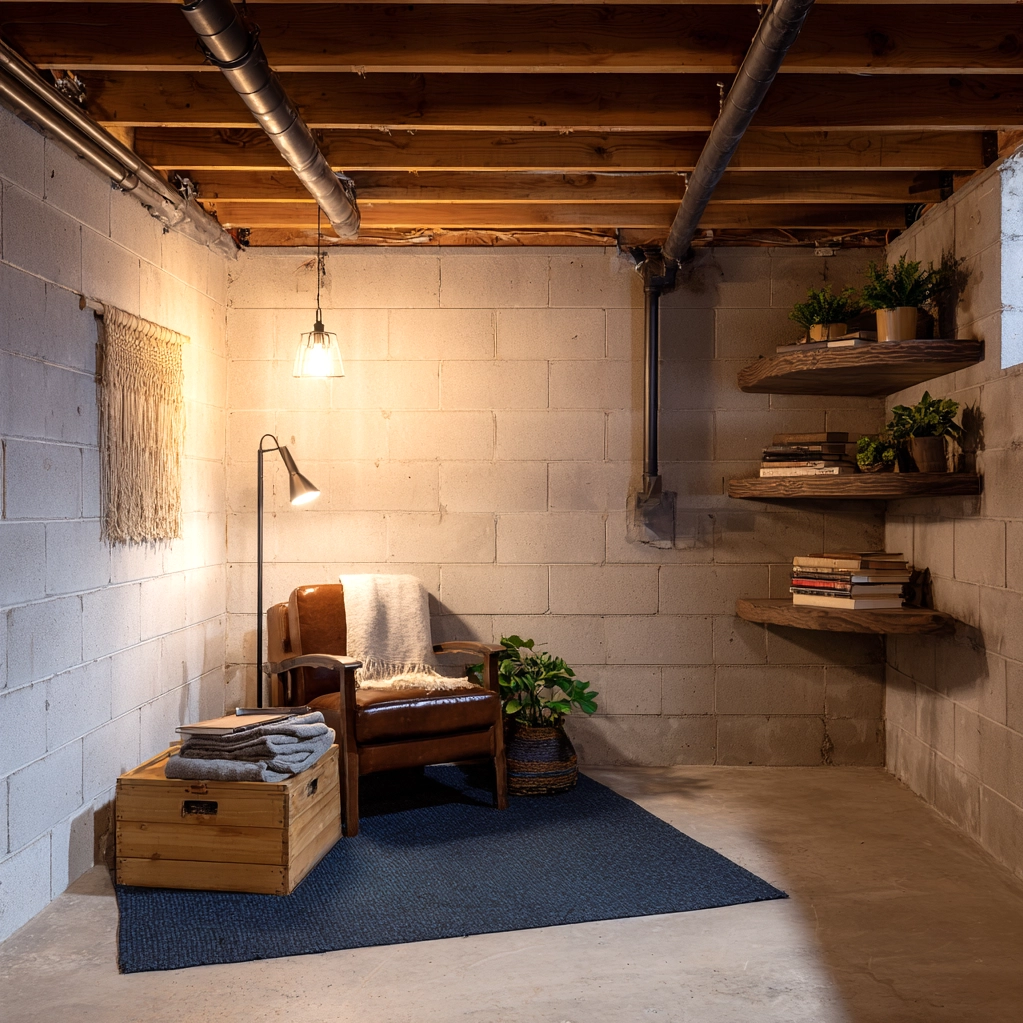 cozy unfinished basement wall
