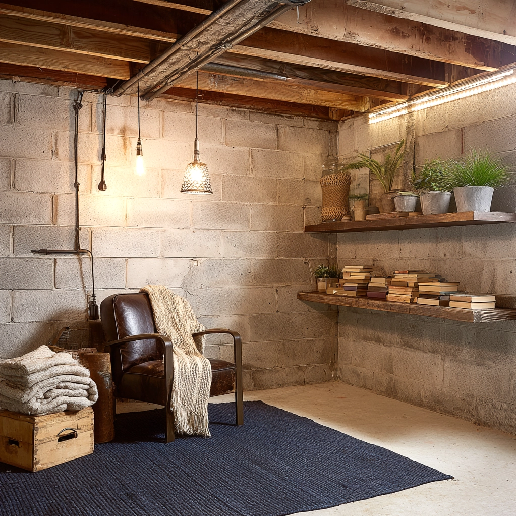 cozy unfinished basement wall