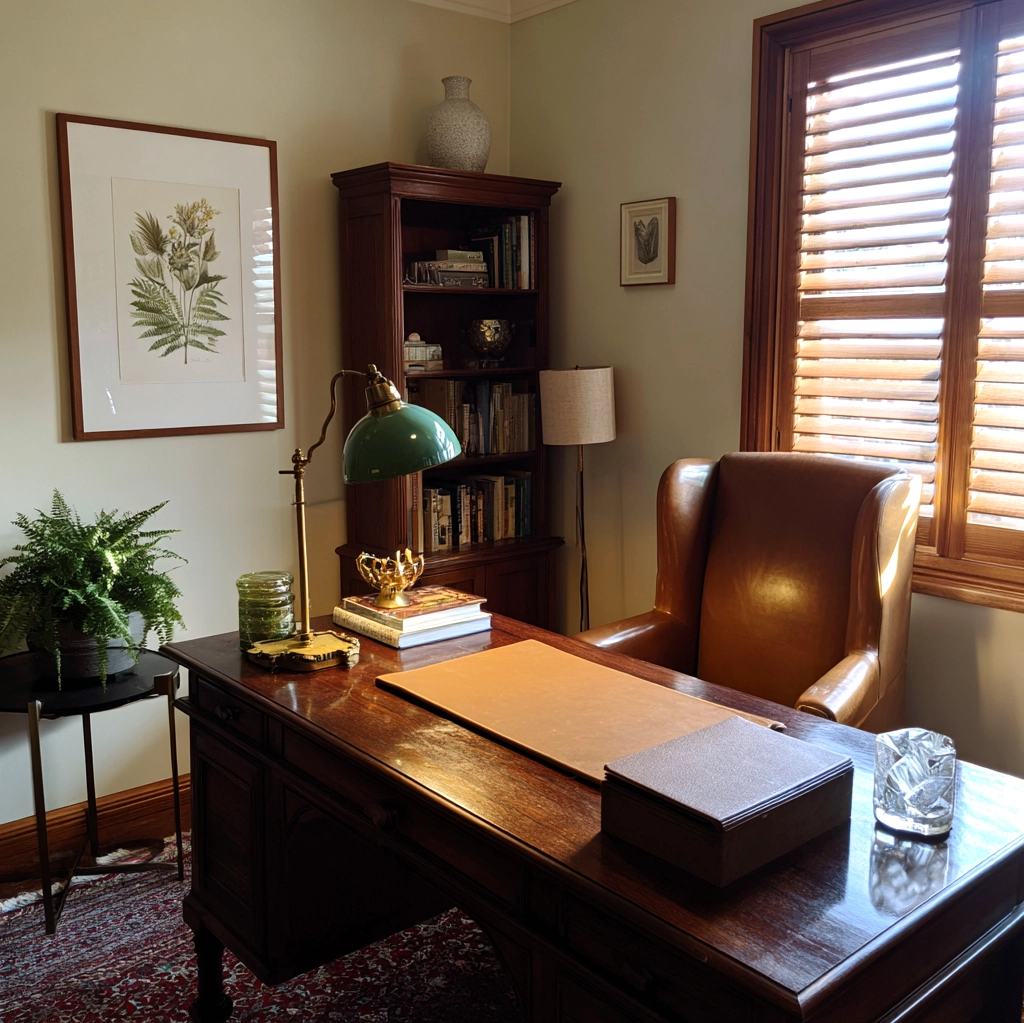 old money office decor